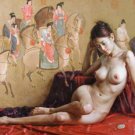 Handmade nude girl canvas art oil painting 07
