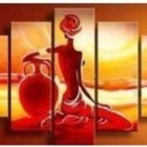 Huge Modern abstract canvas oil painting -Girl with vase