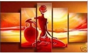 Huge Modern abstract canvas oil painting -Girl with vase