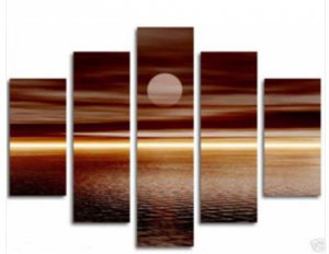 Huge Modern abstract canvas oil painting -seascape under Moon