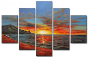 Huge Modern abstract canvas sunset seascape oil painting
