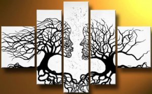 Huge Modern abstract canvas oil painting -Lover Tree