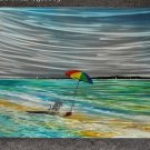 contemporary abstract sculpture Metal painting-beach seascape