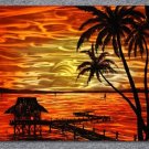 contemporary abstract sunset Metal painting-beach seascape