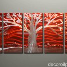 Red contemporary abstract decor art tree Metal painting Met36