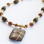 Wire Wrapped Jasper Pendant Necklace