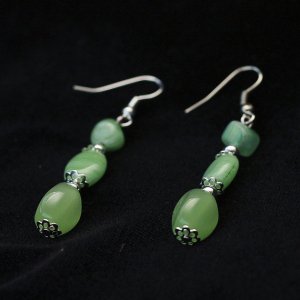 Jade Green Glass Dangles