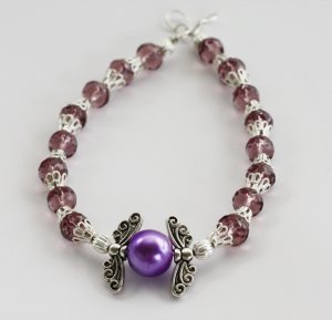 Purple & Silver Wings Bracelet