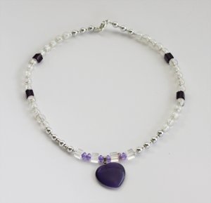 Amethyst Heart & Crystal AB Bead Necklace