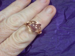 Copper Cosmic  Czech Glass AB  Bead  Ring