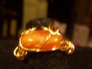 Orange Agate Freeform Wrapped Ring