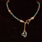 Blue Beaded Silver Heart Ankle Bracelet