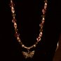 Pink & Green Butterfly Necklace