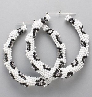 Snow Leopard Print Bamboo Hoops