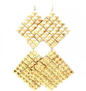 Metal Diamond Drop Earrings