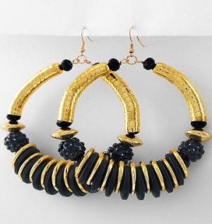 Metal Coiled Beaded Hoops