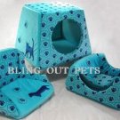 3 In 1 Baby Blue Velour Sofa Bed House