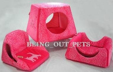 3 In 1 Neon Pink Velour Sofa Bed House