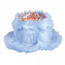 Blue Furry Bucket Hat with Flames
