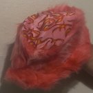 Red Furry Bucket Hat with Flames