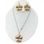 Hibiscus Set Earring, Pendant & Chain Stainless Steel & Copper