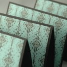 Aqua blue and black stationery, handmade set of 4 cards and envelopes. A2 size 4.25" x 5.5"