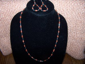 Brown Sparkle Beaded Necklace and Earring Set
