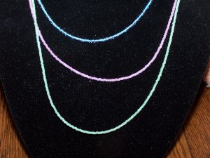 Three Strand Blue, Pink and Green Necklace