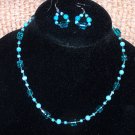 Blue Beaded Necklace and Earring Set