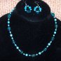 Blue Beaded Necklace and Earring Set