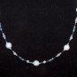 Blue Beaded Necklace with clear and silver accents