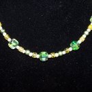 Green glass bead necklace