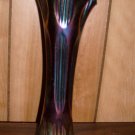 Antique blue carnival glass vase ~Rib and diamond pattern