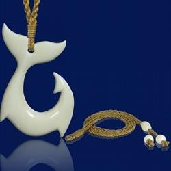 Whale Tail Barbed Tribal Bone Hook Necklace