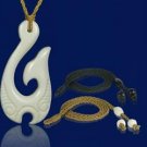 Whale Tail Notched Tribal Bone Hook Necklace
