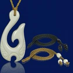 Whale Tail Notched Tribal Bone Hook Necklace