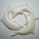 Triple Dolphin Tribal Bone Hook Necklace