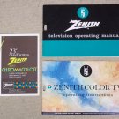 Zenith Manual Instructions and Tag for Chromacolor TV 202-3668 Vintage Paper