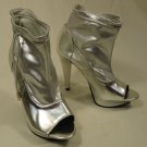 Bumper Open Toe Heels Shoes Man Made Female Adult 7.5 Silver Solid 17-211bm