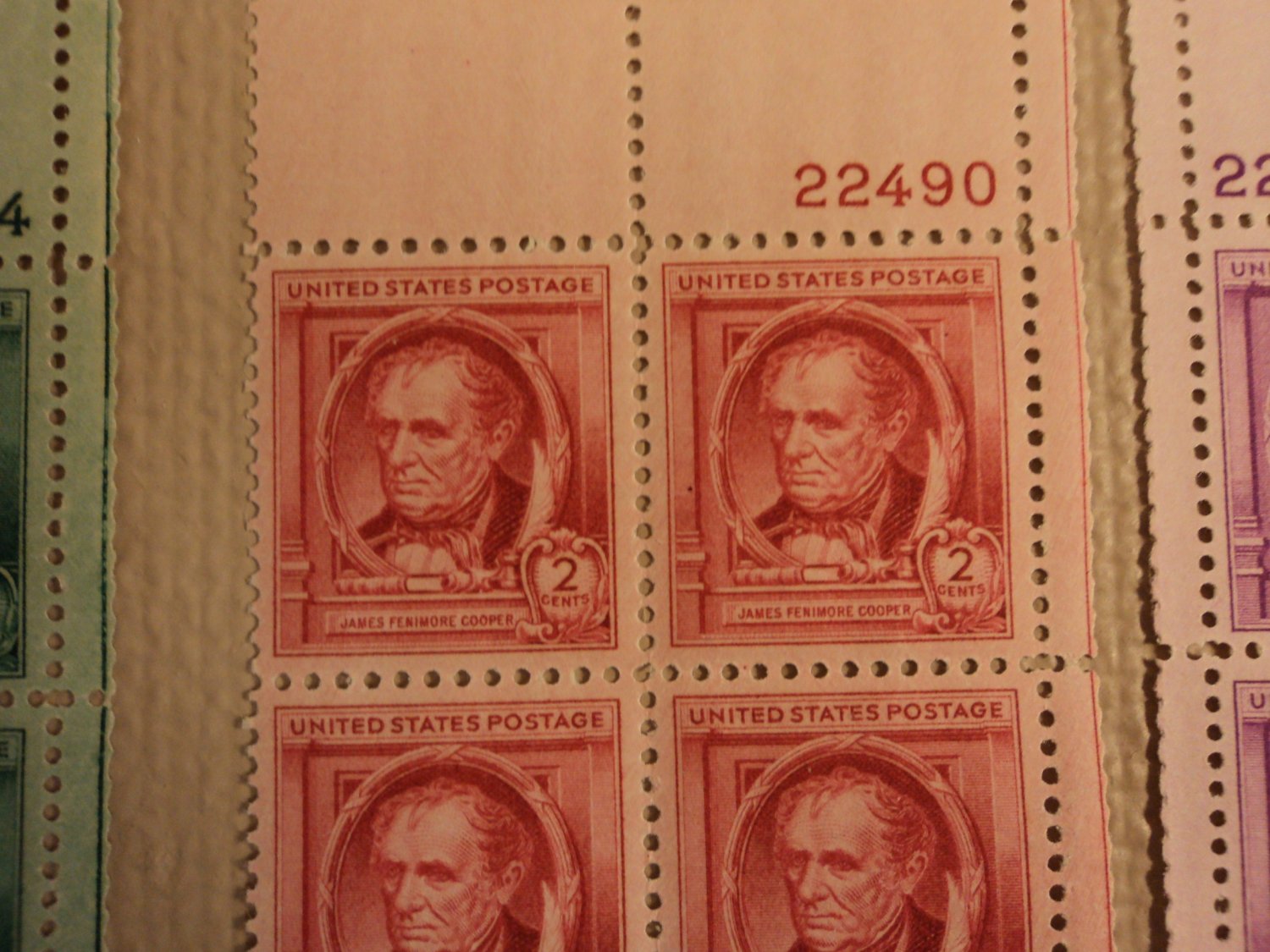 USPS Scott 859-63 1940 American Authors Lot Of 5 Plate Block 20 Stamps