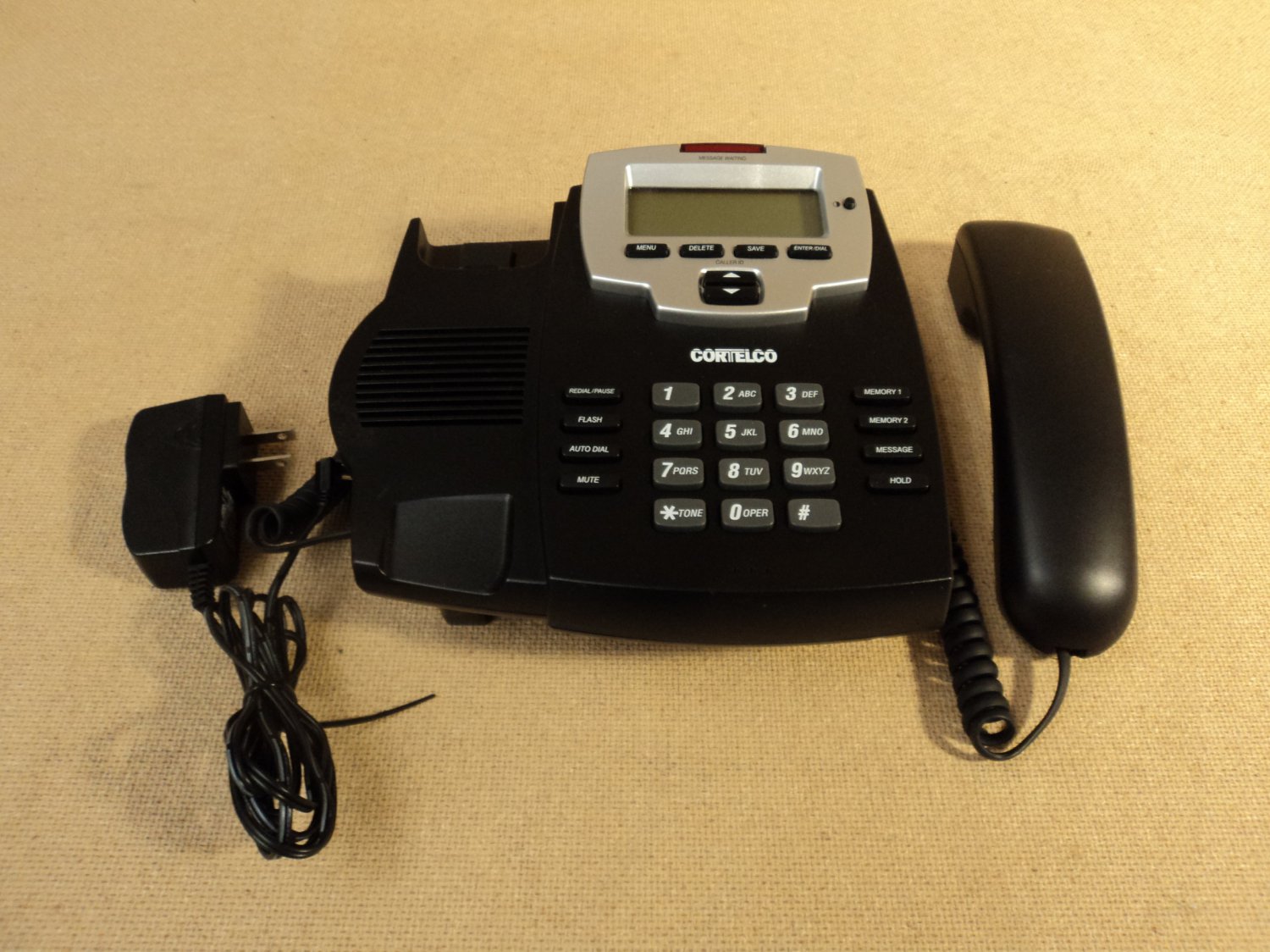 Cortelco Corded Desk Phone Black/Silver 912000TP227M