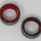 Handcrafted Set of 2 Napkin Holders Round Gray/Red Retro Metal Felt