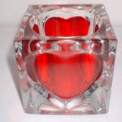 BEAUTIFUL HEART DESIGN HEAVY GLASS VOTIVE CANDLE HOLDER