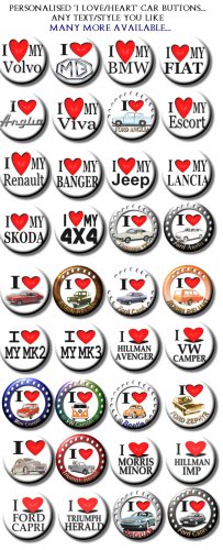 I LOVE FORD CAPRI...SUPER LARGE STYLISH BUTTON BADGE