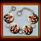 ABRAXAS Ancient Gnostic God Altered Art Button Charm Bracelet with Rhinestone