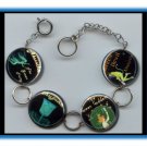 ABSINTHE Pagan Occult Altered Art Button Charm Bracelet with Rhinestone