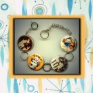 AESOP'S FABLES Altered Art Button Charm Bracelet with Rhinestone