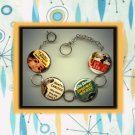 AGATHA CHRISTIE Mystery Lover Altered Art Button Charm Bracelet with Rhinestone
