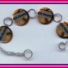 AIR FRANCE Vintage Coaster Altered Art Button Charm Bracelet with Rhinestone