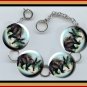 AARDVARK Altered Art Button Charm Bracelet with Rhinestone